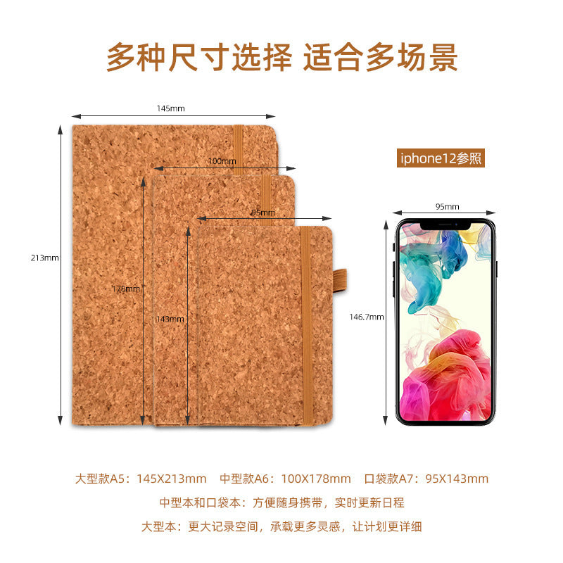 Wholesale A5 environmentally friendly PU cork notebook customized notepad business office notebook
